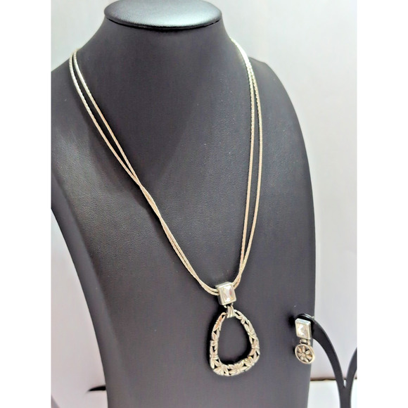 Brighton Double Strand Floral Pendant Necklace 16-18” Bracelet Set - Picture 1 of 7